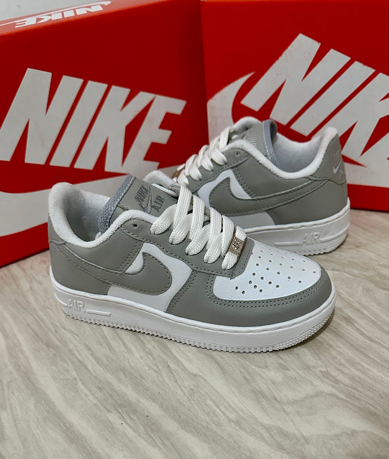 Nike Air Force 1 x Cinza Branco Infantil