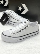 Converse All Star Plataforma Couro Branco