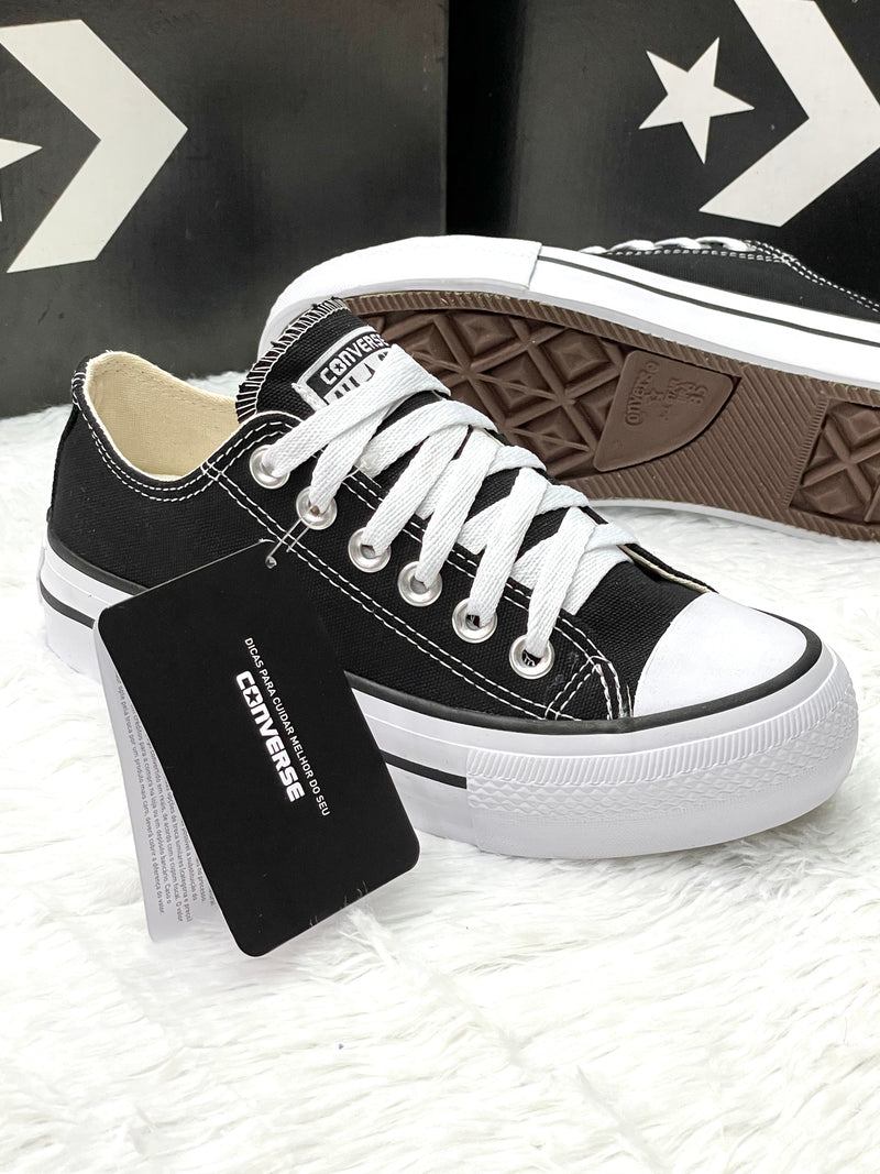 Converse All Star Plataforma Tecido Preto