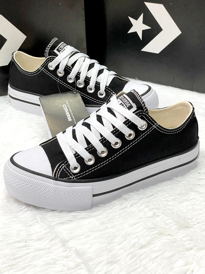 Converse All Star Plataforma Tecido Preto