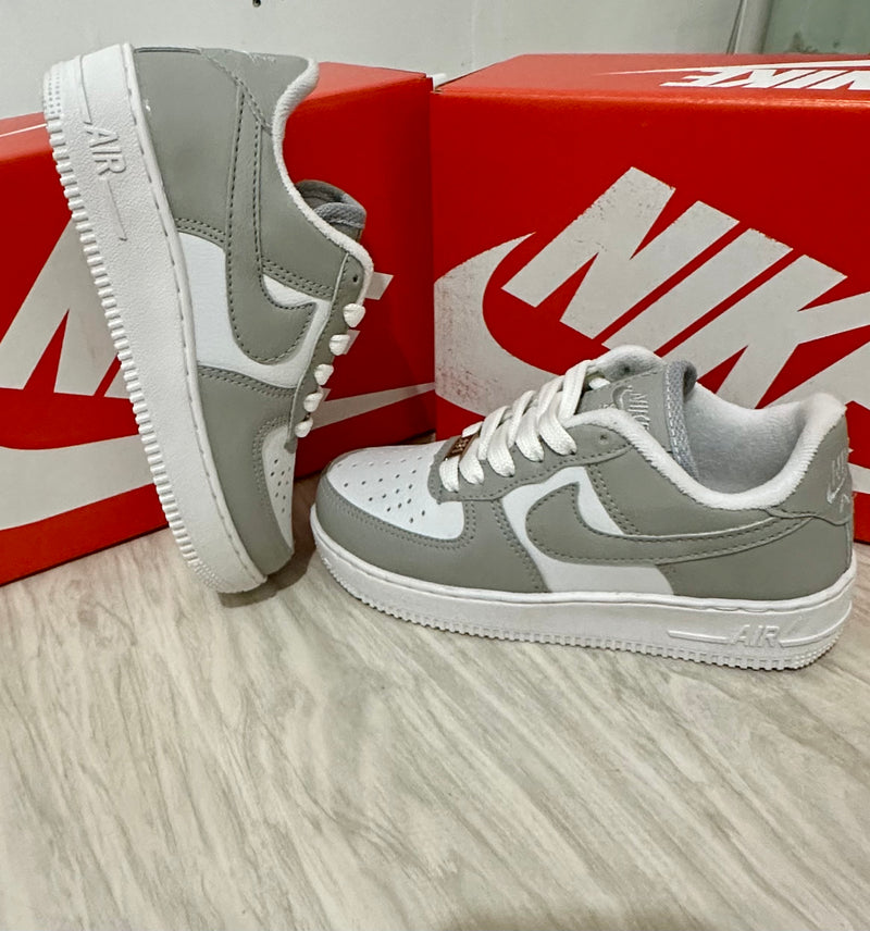 Nike Air Force 1 x Cinza Branco Infantil