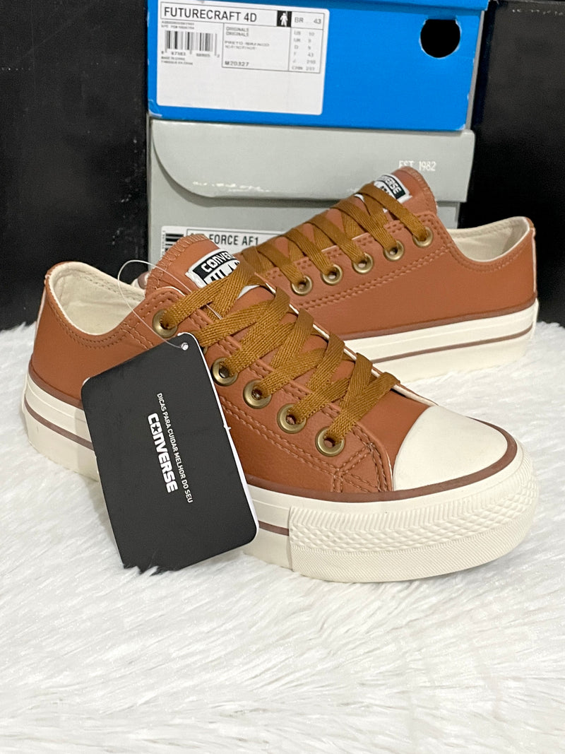 Converse All Star Plataforma Couro Caramelo