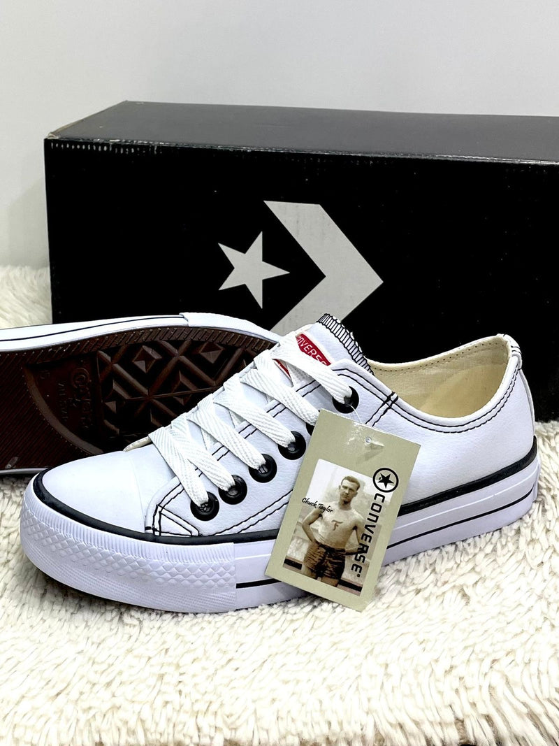 Converse All Star Couro Branco