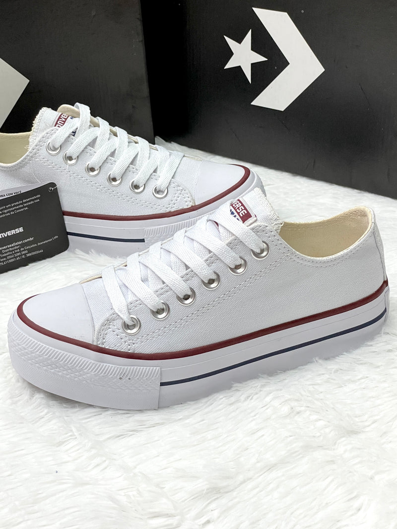 Converse All Star Plataforma Tecido Branco