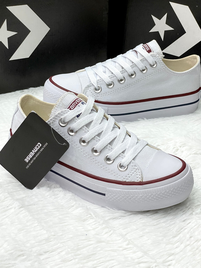 Converse All Star Plataforma Tecido Branco