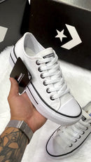 Converse All Star Plataforma Couro Branco
